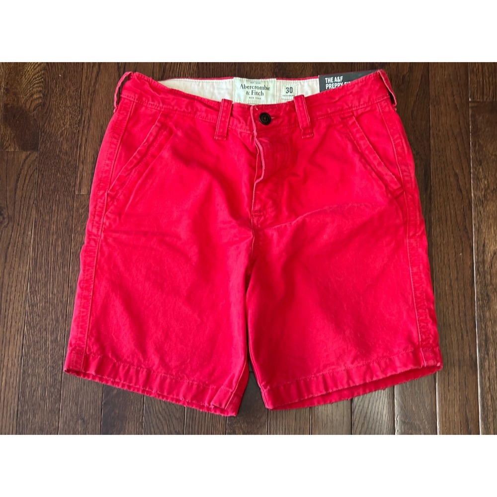 NWT Abercrombie & Fitch Preppy Fit Shorts Red Pink Chino Above Knee Men's 30